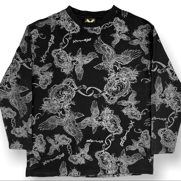 X-Large Avirex All-Over Print Gryphon Design Waffle Knit Long Sleeve Shirt - Picture 1 of 4